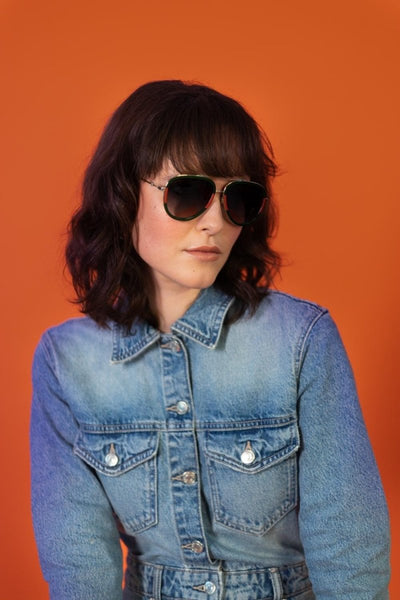 Gucci pilot sunglasses featuring front web - Lux Studios