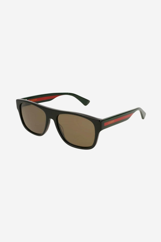 Gucci rectangular acetate with web band sunglasses - Lux Studios
