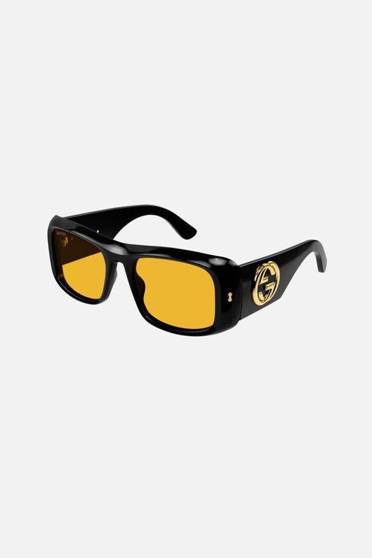 Gucci rectangular black and yellow sunglasses - Lux Studios