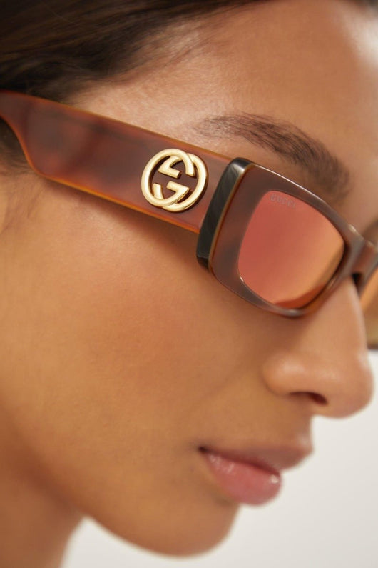 Gucci red rectangular sunglasses - Lux Studios