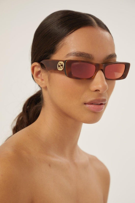 Gucci red rectangular sunglasses - Lux Studios