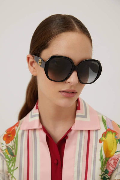 Gucci round black femenine sunglasses - Lux Studios