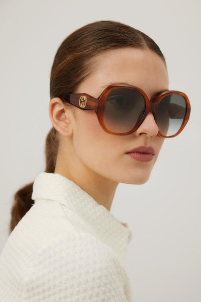 Gucci round light havana sunglasses - Lux Studios