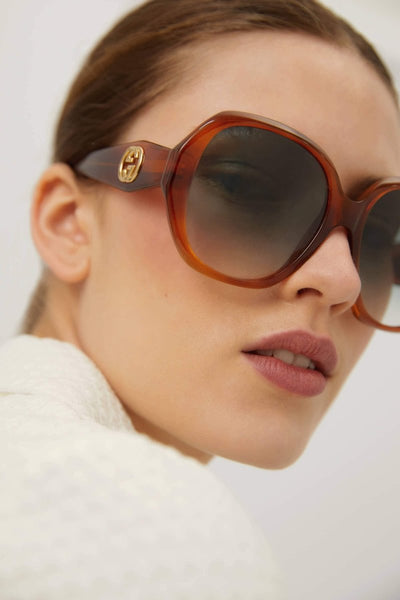 Gucci round light havana sunglasses - Lux Studios