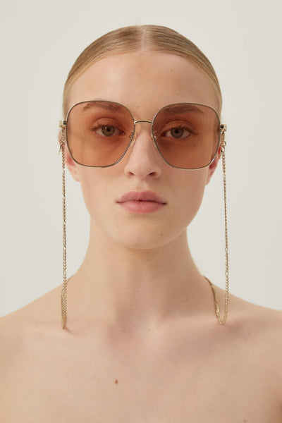 Gucci round metal sunglasses with chain - Lux Studios
