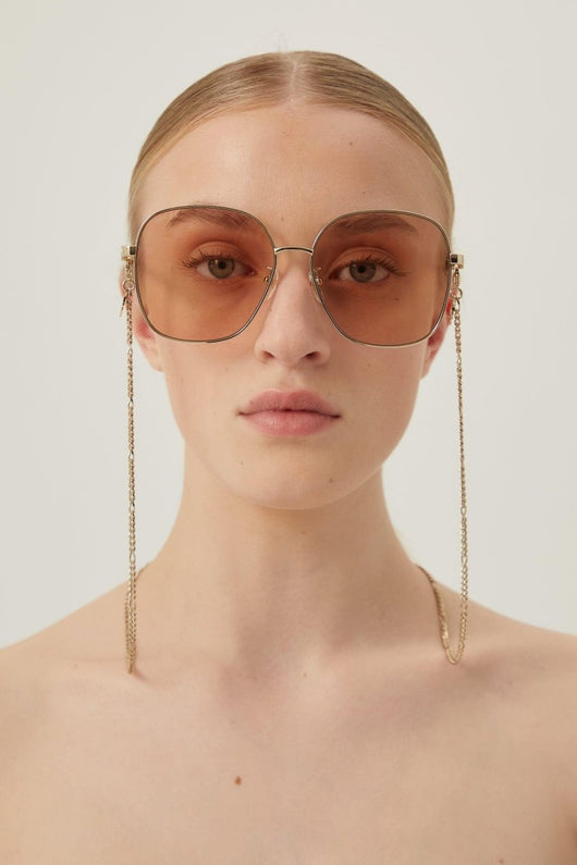 Gucci round metal sunglasses with chain - Lux Studios