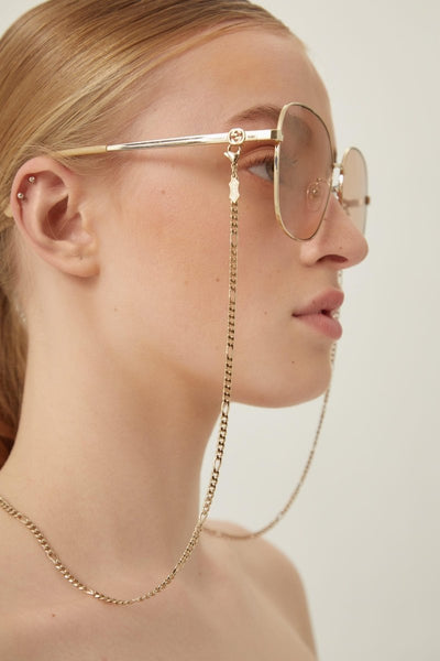 Gucci round metal sunglasses with chain - Lux Studios