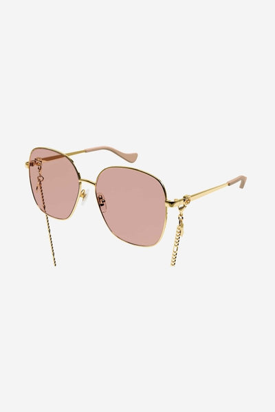 Gucci round metal sunglasses with chain - Lux Studios