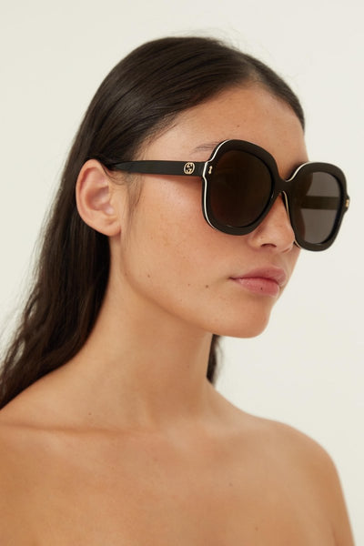 Gucci round oversized black sunglasses - Lux Studios
