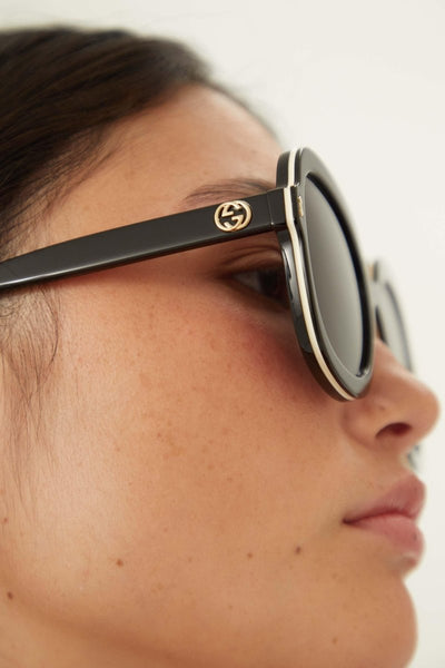 Gucci round oversized black sunglasses - Lux Studios