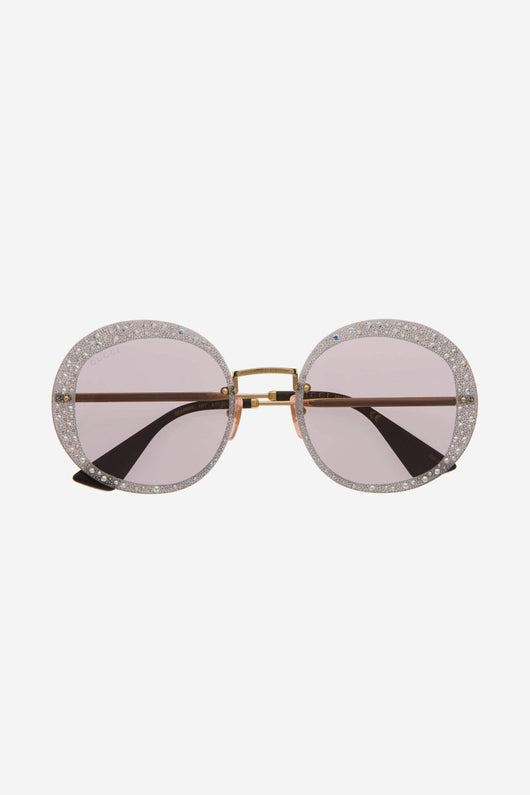 Gucci round rimless sunglasses with Swarovski stones - Lux Studios