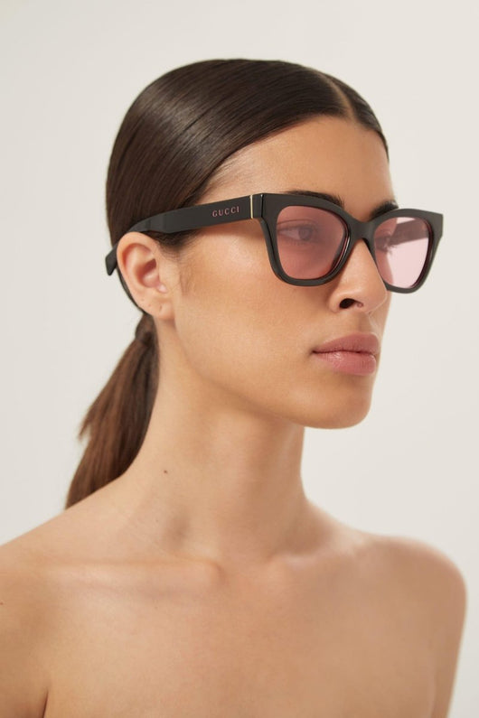 Gucci soft cat-eye black and pink sunglasses - Lux Studios