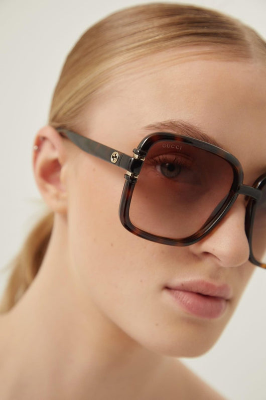 Gucci square shape havana sunglasses - Lux Studios