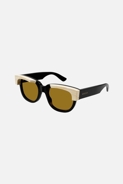Gucci squared black and ivory acetate sunglasses - Lux Studios