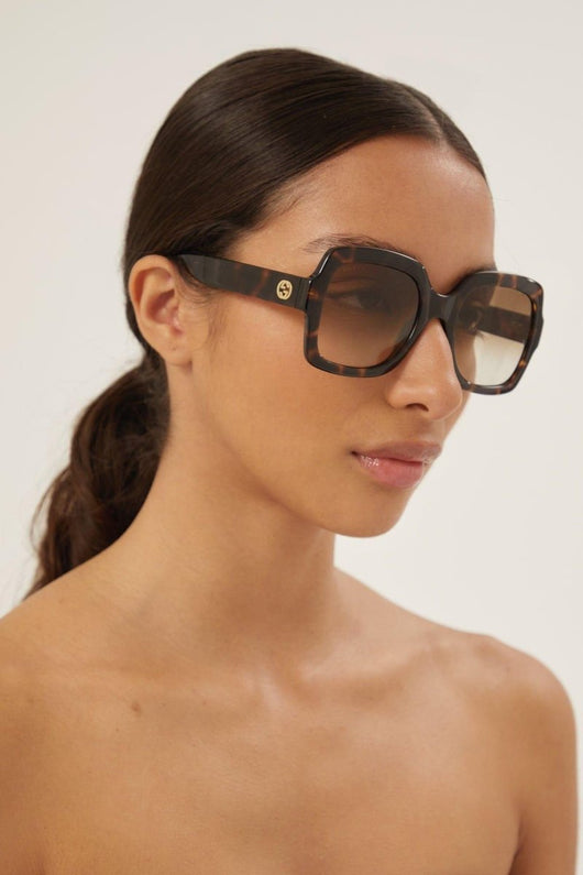 Gucci squared brown thin acetate sunglasses - Lux Studios
