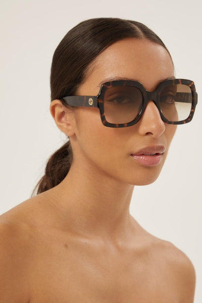 Gucci squared brown thin acetate sunglasses - Lux Studios