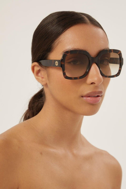 Gucci squared brown thin acetate sunglasses - Lux Studios