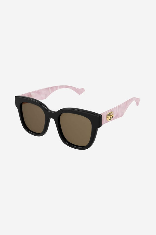 Gucci squared femenine black and marble pink sunglasses - Lux Studios