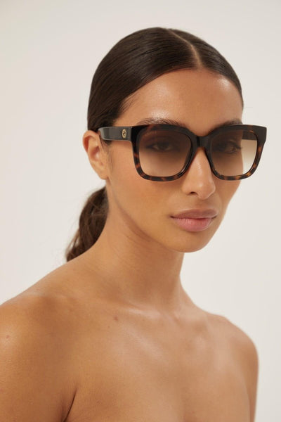 Gucci squared havana acetate sunglasses - Lux Studios