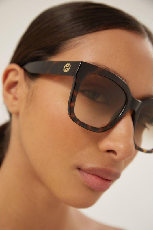 Gucci squared havana acetate sunglasses - Lux Studios