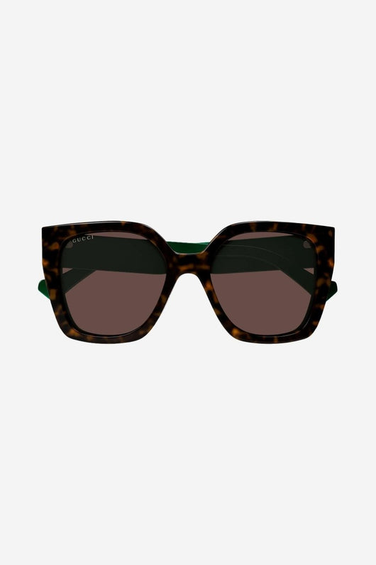 Gucci squared havana sunglasses with web temple - Lux Studios