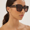 Gucci squared havana sunglasses with web temple