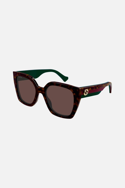 Gucci squared havana sunglasses with web temple - Lux Studios