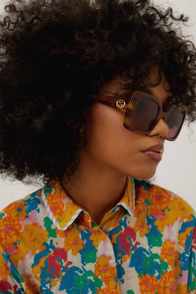 Gucci squared havana violet acetate sunglasses - Lux Studios