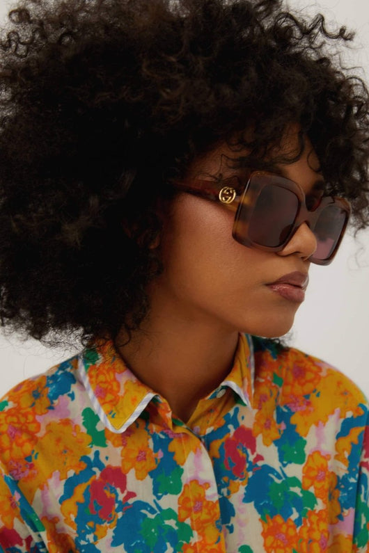 Gucci squared havana violet acetate sunglasses - Lux Studios