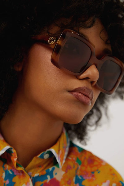Gucci squared havana violet acetate sunglasses - Lux Studios