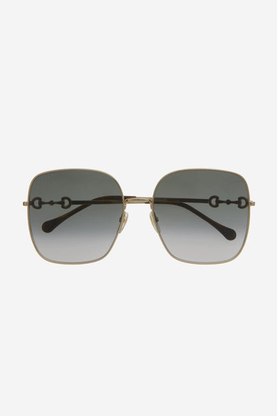 Gucci squared metal gold grey classic sunglasses with horsebit detail - Lux Studios