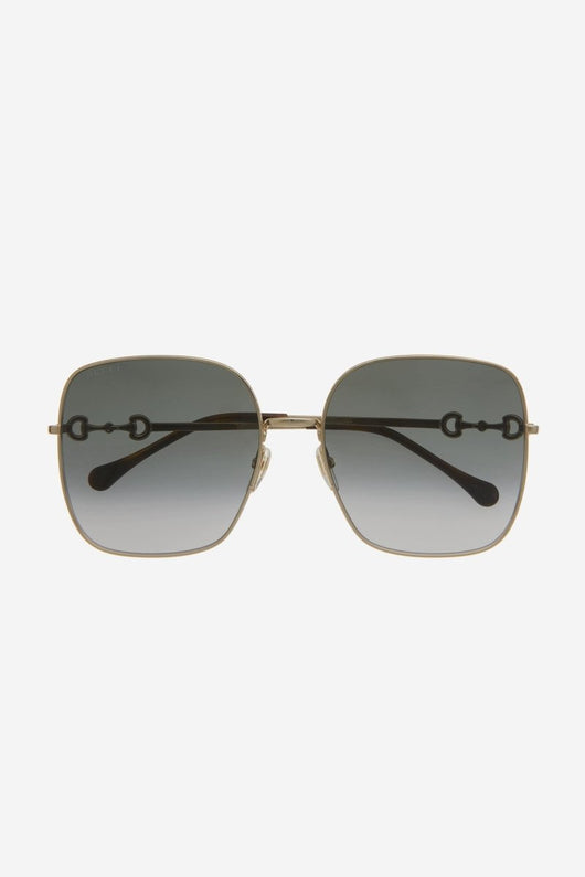 Gucci squared metal gold grey classic sunglasses with horsebit detail - Lux Studios