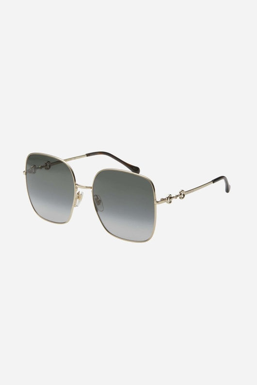 Gucci squared metal gold grey classic sunglasses with horsebit detail - Lux Studios