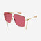 Gucci squared metal gold sunglasses with chain