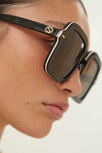 Gucci squared oversize black sunglasses - Lux Studios