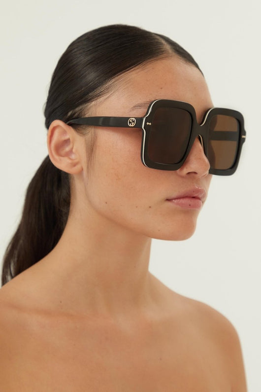 Gucci squared oversize black sunglasses - Lux Studios