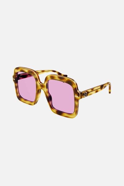Gucci squared oversize havana and pink sunglasses - Lux Studios