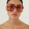 Gucci squared oversize havana and pink sunglasses