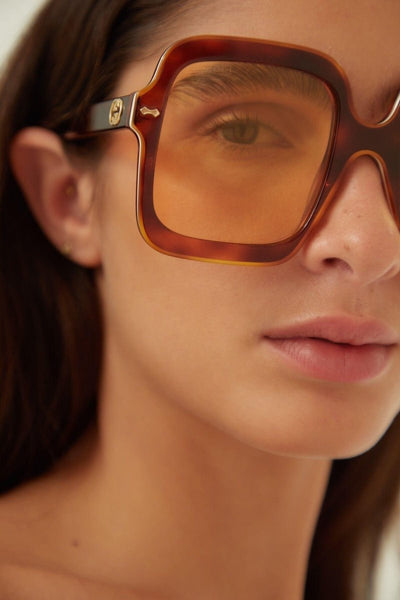 Gucci squared oversize havana sunglasses - Lux Studios