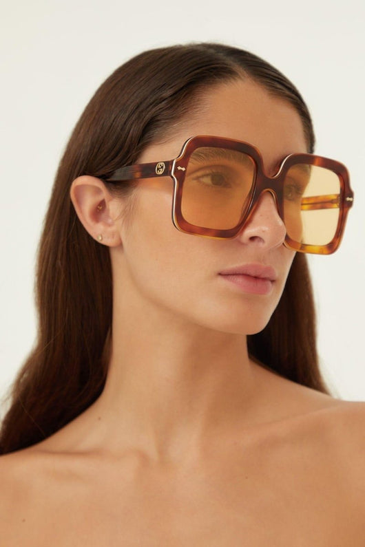 Gucci squared oversize havana sunglasses - Lux Studios