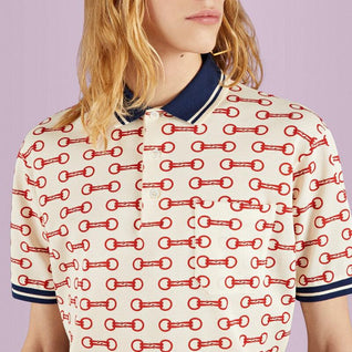 Horsebit print cotton polo shirt