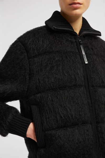 Padded Wool & Mohair Zip-Up Cardigan