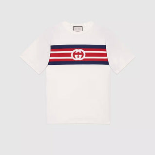 Interlocking G stripe print T-shirt