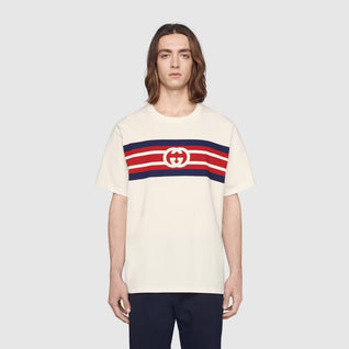 Interlocking G stripe print T-shirt
