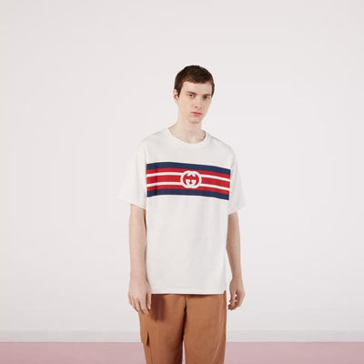 Interlocking G stripe print T-shirt - Lux Studios