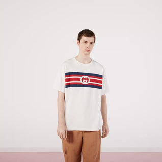 Interlocking G stripe print T-shirt
