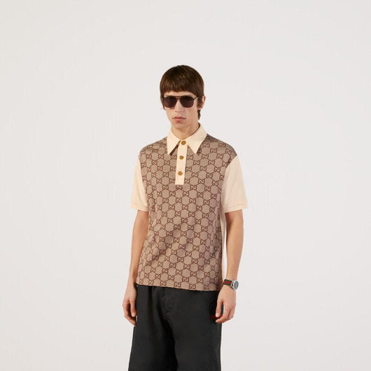 Jumbo GG cotton silk jacquard polo - Lux Studios