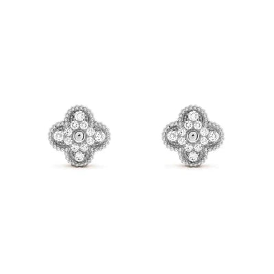 CLOVER 1 MOTIFS DIAMOND STUD EARRINGS SILVER