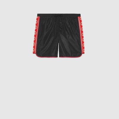 Nylon swim shorts with logo stripe - Lux Studios