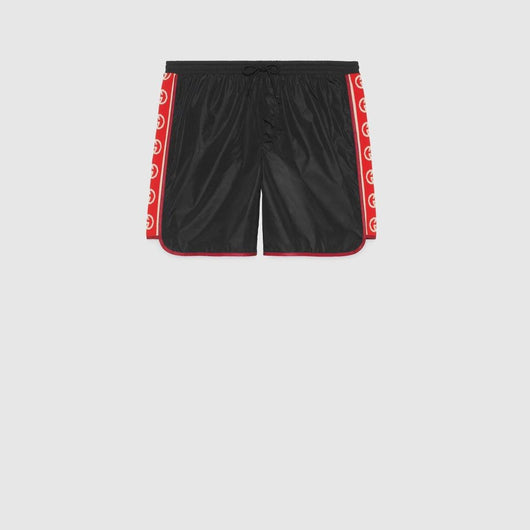 Nylon swim shorts with logo stripe - Lux Studios